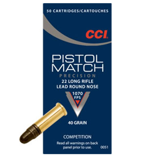 CCI 22LR 40GR PISTOL MATCH LRN 50/100 - Ammunition